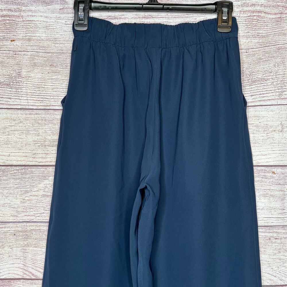 Lululemon Noir Cropped Navy Blue Tie Waist Wide Leg High Rise Size 4 - Picture 6 of 7